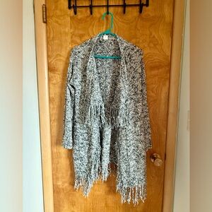 Sun & Shadow Black and White Textured Cardigan